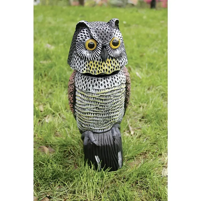 Altadex Búho Espanta pájaros - Altura: 41 cm - Señuelo de búho realista para el control de aves en el jardín. El espantapájaros protege eficazmente contra visitantes no deseados.