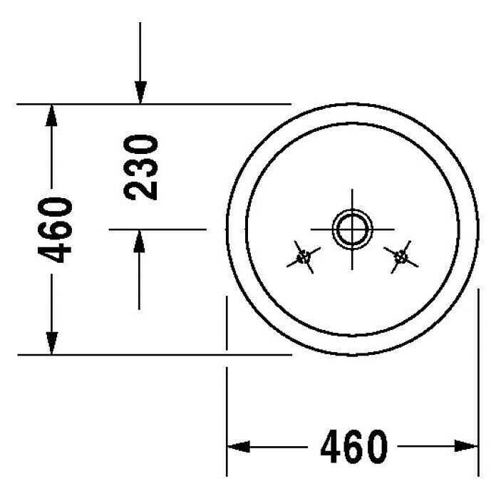 Duravit Starck 1 WaschschaleDurchmesser: 46 cm, Mit schmutzabweisender Glasur, Hahnloch: Ohne, Ohne Überlauf, Weiß Unknown