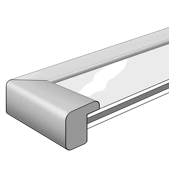 Nielsen Holzrahmen Zoom - 10 x 15 cm, Weiß - Detailansicht einer Aluminium-Profilleiste mit abgerundeter Kante, ideal für moderne Möbel oder als Kantenschutz.