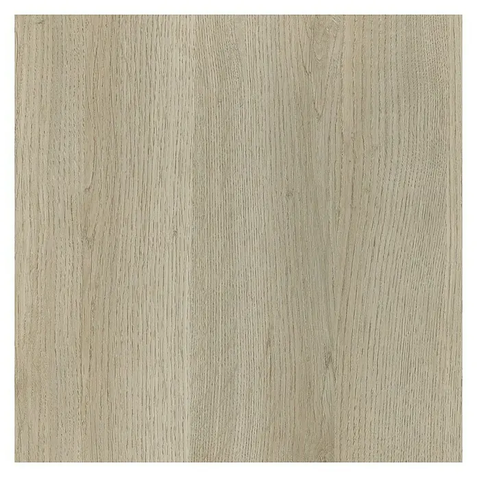 Resopal Premium Küchenarbeitsplatte nach Maß - Sunday Oak, Stärke: 3,8 cm, Breite: 63,5 cm - Nahaufnahme der hellen Holzoberfläche eines Produkts, die eine feine Maserung und eine natürliche Textur zeigt.