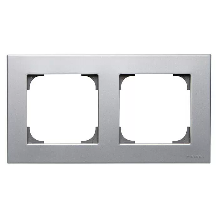 Niessen Sky Marco - Plateado, Modelo de mecanismos: x 2, Plástico - Marco doble plateado para dos interruptores o enchufes eléctricos, marca Niessen.