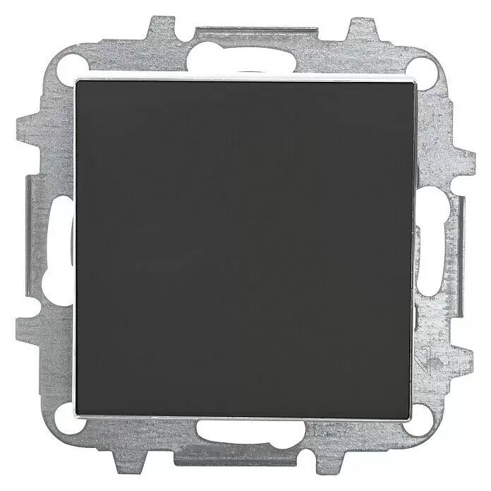 Niessen Sky Conmutador - Negro, IP20 - Placa ciega gris oscuro con marco de montaje metálico plateado para instalaciones eléctricas.