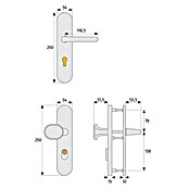 Abus Schutzbeschlag HLZS814 (Hauseingangstür, Weiß, Türstärke: 52 - 72 mm, Knopf außen, Drücker innen, Form Schild: Abgerundet)