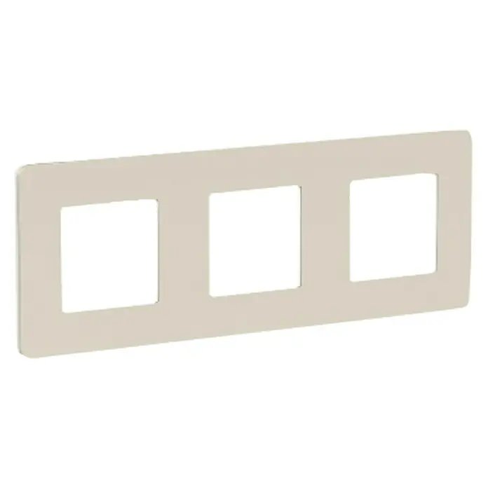 Schneider Electric New Unica Marco Studio - Gris Cava, Modelo de mecanismos: x 3, Plástico, Instalar - Marco de interruptor triple beige, ideal para instalar tres interruptores o enchufes uno al lado del otro. Diseño elegante para cualquier interior.