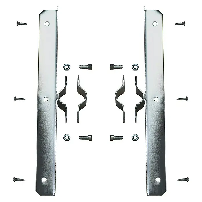 Easy Connect Regalbodenträger - Passend für: Easy Connect Regalsystem, 2 Stk. - Metallhalterungsset mit Schrauben, Muttern und Klemmen für die sichere Befestigung von Geräten oder Rohren. Solide Konstruktion für zuverlässigen Halt.