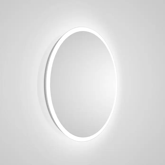 DSK Lichtspiegel Silver Space - Durchmesser: 60 cm, Leuchtmittel - Ein ovales LED-beleuchteter Wandspiegel, der ein modernes Design und helles Licht für Badezimmer bietet.