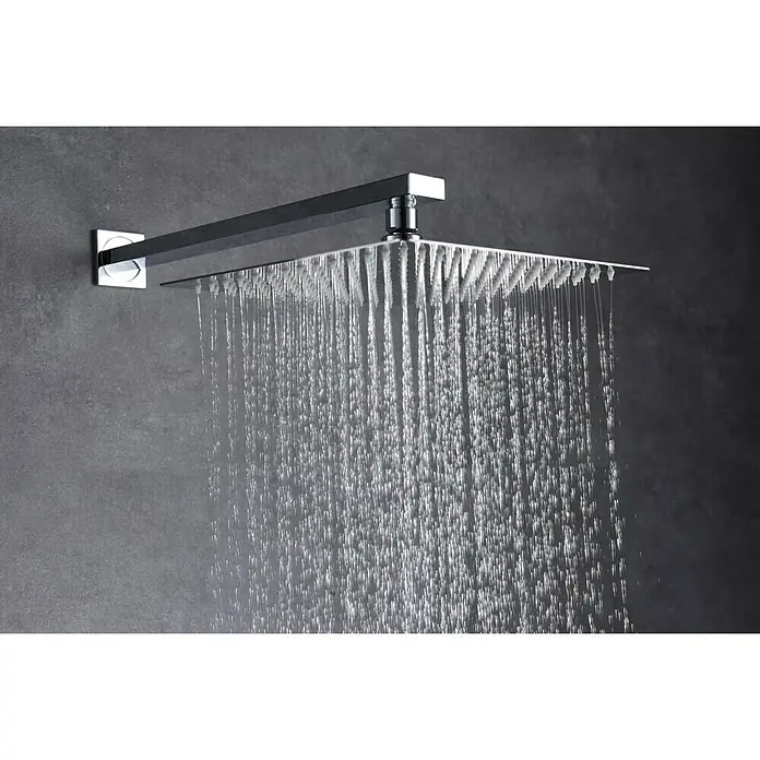 Imex Suecia Sistema de ducha empotrado - Con grifo monomando, Cromo - Cabezal de ducha cuadrado cromado moderno con agua que fluye para una experiencia de ducha lujosa.