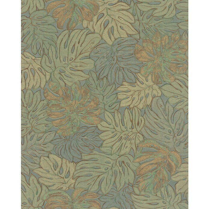 Marburg Casual Vliestapete (Grün/Gold, Floral, 10,05 x 0,53 m)