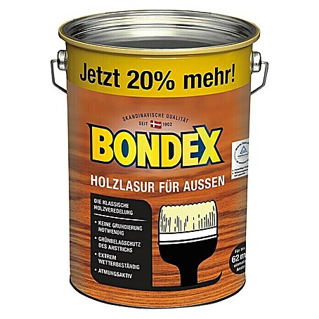 Bondex Holzlasur für Außen (Teak, Seidenmatt, 4,8 l, Lösemittelbasiert)