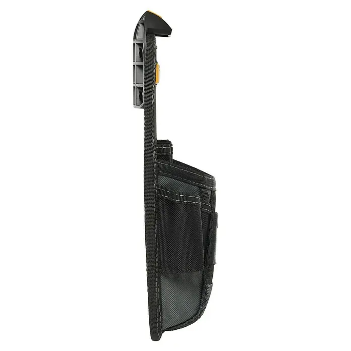 ToughBuilt ClipTech Bolsa para herramientas TB-CT-22 - L x An x Al: 168 x 83 x 320 mm, Número de bolsillos: 11 ud. - Primer plano de una funda de herramientas negra con un soporte para sujetarla al cinturón. Ideal para artesanos para guardar herramientas.
