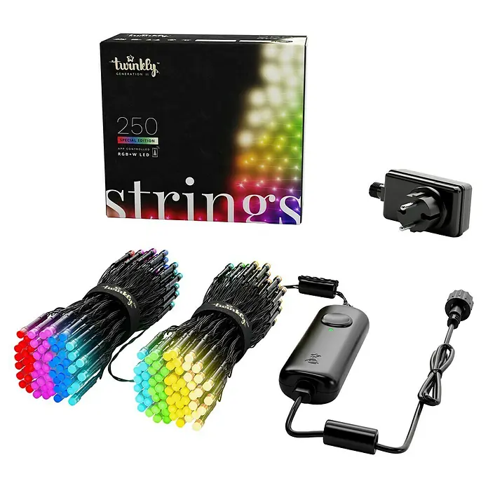 Twinkly Smart-LED-Lichterkette StringsAußen, 20 m, Lichtfarbe: RGBW, Anzahl Leuchtmittel: 250 Stk., Netzbetrieben - Twinkly Generation II Special Edition RGB+W LED-Lichterkette mit 250 Lichtern, App-gesteuert, für eine individuelle Beleuchtung.