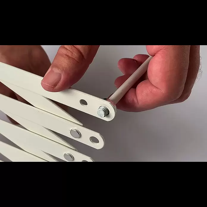Tendedero de pared extensible - Longitud cuerda de tender: 7 m, Ancho: 140 cm, Blanco - Montaje tendedero de pared tipo acorden AC Epoxi de Cuncial