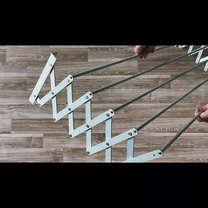 Tendedero de pared extensible - Longitud cuerda de tender: 9 m, Ancho: 71 cm, Plateado - Tendedero de ropa AC Aluminio de Cuncial. Tendedero tipo acorden, extensible y retrctil.