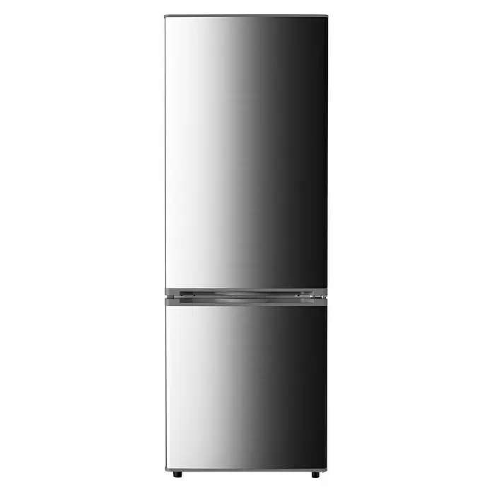 PKM Kühl-Gefrierkombination KG173CIX - Nutzinhalt Gesamt: 123 l, 52 x 50 x 145 cm, Inox - Zweitüriger Kühlschrank mit untenliegendem Gefrierfach und gebürsteter Metalloberfläche.