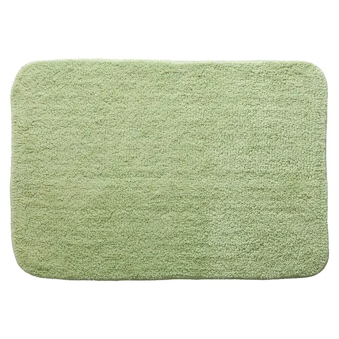 Spirella Alfombra de baño Campus - 70 x 50 cm, Materiales naturales, Jade - Una alfombra de baño rectangular, verde claro y esponjosa con esquinas redondeadas, ideal para baños. Suave y absorbente.