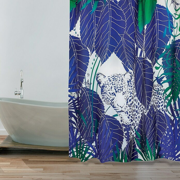 Venus Cortina de baño Rain Forest (An x Al: 180 x 180 cm, Plástico, Azul/Verde/Blanco) | BAUHAUS