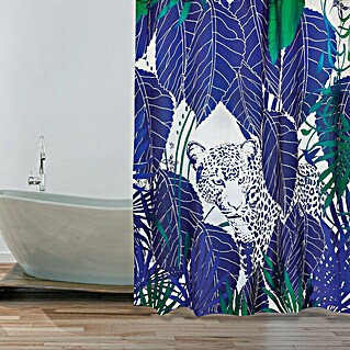Venus Cortina de baño textil Rain Forest (180 x 180 cm, Azul/Verde/Blanco)