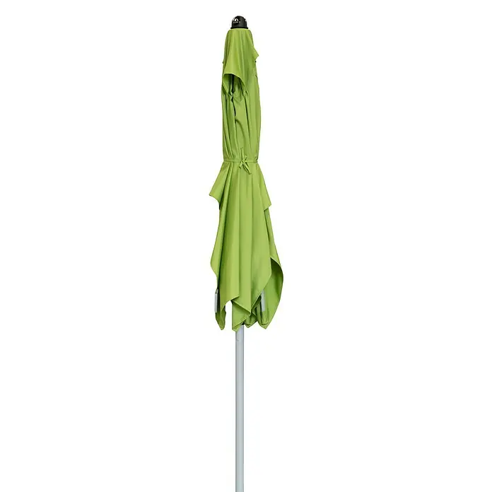 Doppler Active Marktschirm Auto Tilt - Fresh Green, Bespannungsmaß (L x B): 300 x 200 cm - Ein geschlossener, hellgrüner Sonnenschirm mit weißem Gestell, ideal für den Garten oder die Terrasse, bietet Schutz vor der Sonne.