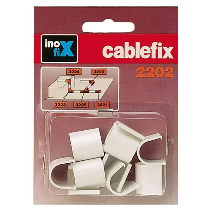 Inofix Cablefix Pieza de unión para canaleta - Blanco - Sujetacables "cablefix 2202" en embalaje transparente, ideales para una gestión y fijación ordenadas de cables.