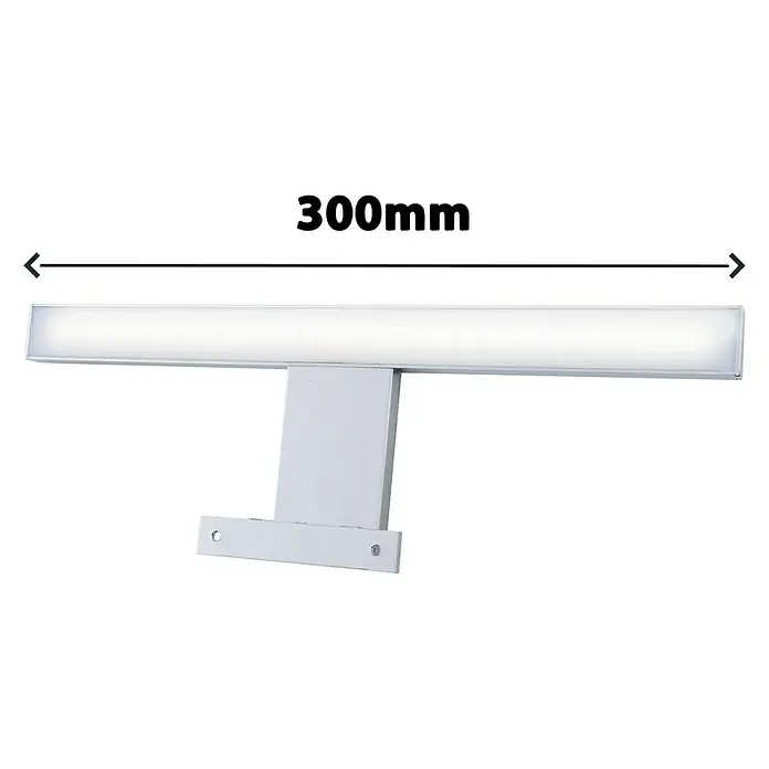 Briloner Aplique LED para espejo - 5 W, L x An x Al: 30 x 10,3 x 3,6 cm, Cromo, Blanco neutro - Lámpara de baño, mide 300 mm. La luz blanca es rectangular con iluminación LED para aplicar maquillaje.