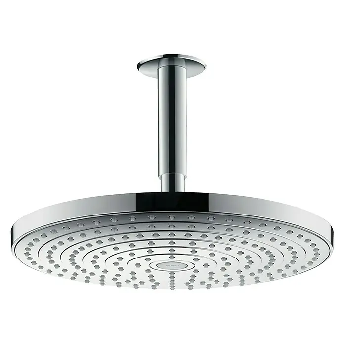 Hansgrohe Kopfbrausen-Set Raindance Select S 300 - Durchmesser: 30 cm, 17 l/min, Deckenmontage, Chrom - Eine luxuriöse, runde Hansgrohe Kopfbrause mit Deckenanschluss, die ein entspannendes Duscherlebnis verspricht. Hochwertiges Design für Ihr Badezimmer.
