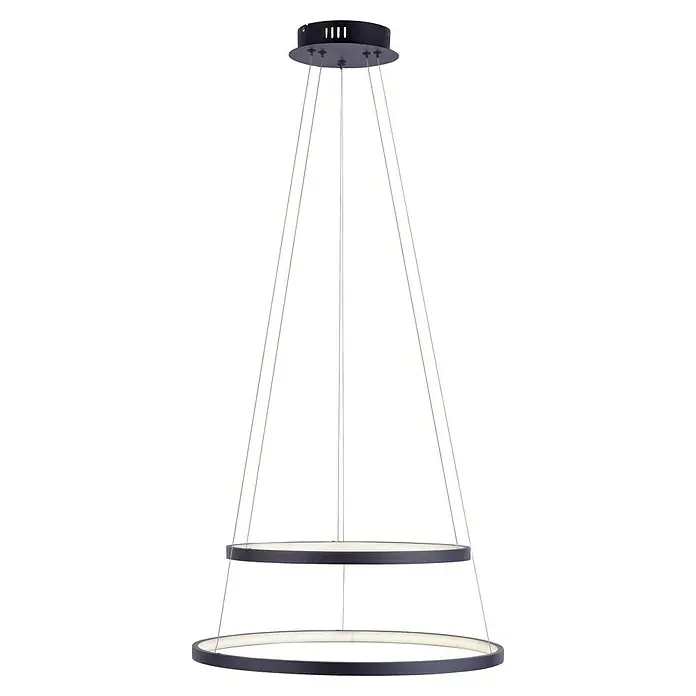 Just Light LED-Pendelleuchte rund Circle - L x B x H: 50 x 50 x 120 cm - Elegante, moderne LED-Hängeleuchte mit zwei Ringen und filigranen Aufhängungen. Perfekt für stilvolle Beleuchtung in jedem Raum.