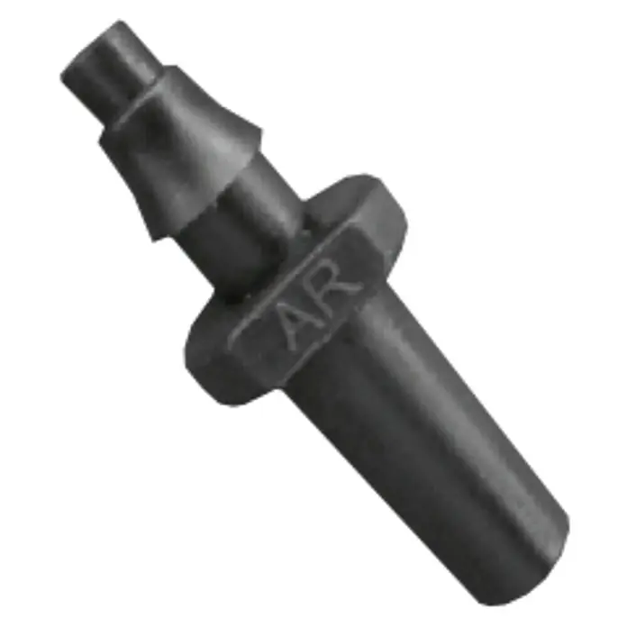 Altadex Riego para vacaciones - Plástico - Primer plano de una pieza AR, posiblemente un componente de boquilla o válvula, en un tono oscuro con detalles precisos.