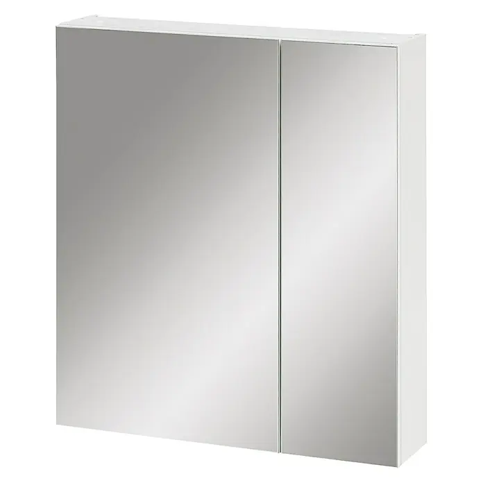 Schildmeyer Spiegelschrank Basic - B x H: 60 x 70,7 cm, Ohne Beleuchtung, Holz, Weiß - Dieser Spiegelschrank mit zwei Türen bietet praktischen Stauraum und ein elegantes Design für Ihr Badezimmer. Der weiße Rahmen ergänzt die Spiegelfronten.