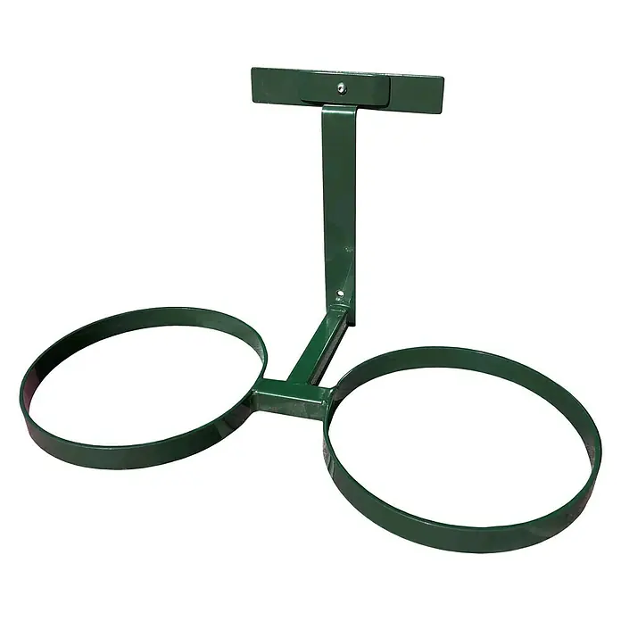 WMT Eindrehhalterung für Futterstationen - 25 x 46 x 24 cm, Dunkelgrün - Ein grüner Wandhalter für zwei Pflanztöpfe, ideal für die vertikale Gartengestaltung im Innen- und Außenbereich.