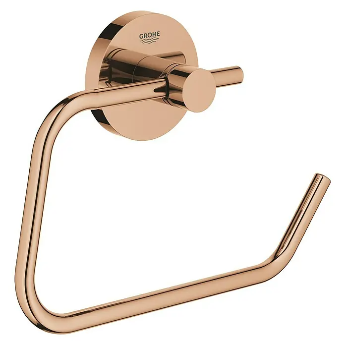 Grohe Essentials Toilettenpapierhalter - Ohne Deckel, Warm Sunset, Glänzend - Hochglanzpolierter Grohe Essentials Handtuchring aus roségoldfarbenem Metall für das Badezimmer.