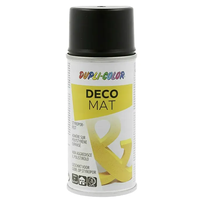 Dupli-Color Deco Mat Sprühlack - Schwarz, Matt, 150 ml - Eine Dose Dupli-Color Deco Mat Sprühfarbe für Styropor. Die Farbe ist schnelltrocknend und ideal für Bastelprojekte.