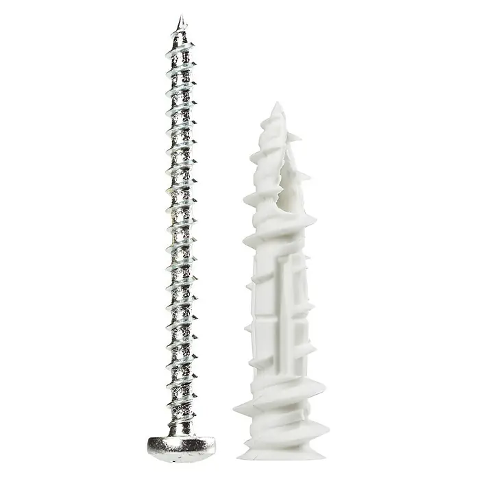 Cobra Gipskartondübel Wallgripper - Durchmesser: 4 mm, 2 Stk., Selbstschneidendes Gewinde, Mit Schrauben - Nahaufnahme einer Schraube und eines Dübels, die für sichere Befestigungen an Wänden und Oberflächen sorgen.