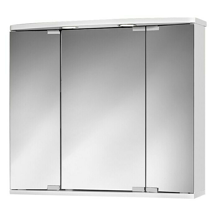 Armario con espejo LED (An x Al: 68 x 60 cm, Con iluminación, MDF, Blanco)
