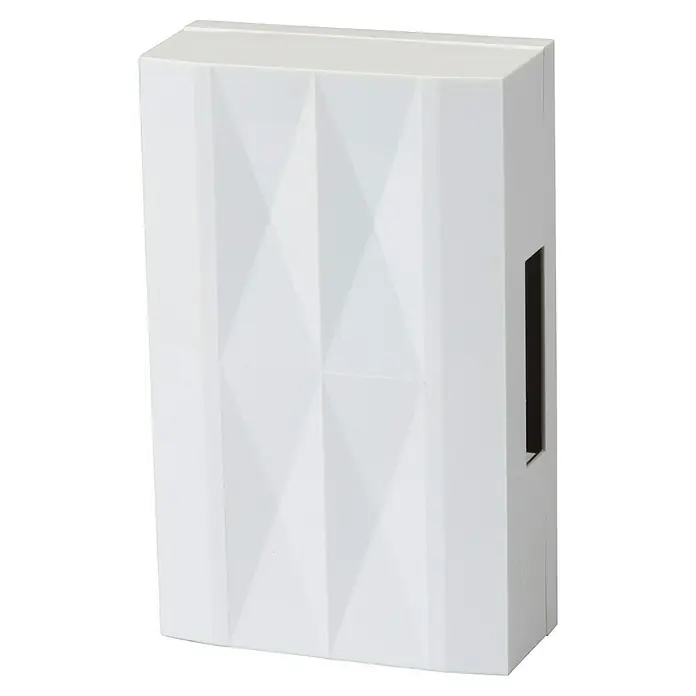 Heidemann Mehrklang-Gong Icaro - 45 x 105 x 168 mm, 85 dB, Weiß, Kunststoff - Weiße Aufbewahrungsbox mit geometrischem Muster, perfekt für stilvolle Organisation in jedem Raum.