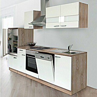 Respekta Küchenzeile KB280ESW (Breite: 280 cm, Weiß, Mit Elektrogeräten, Volumen Backofen: 58 l)