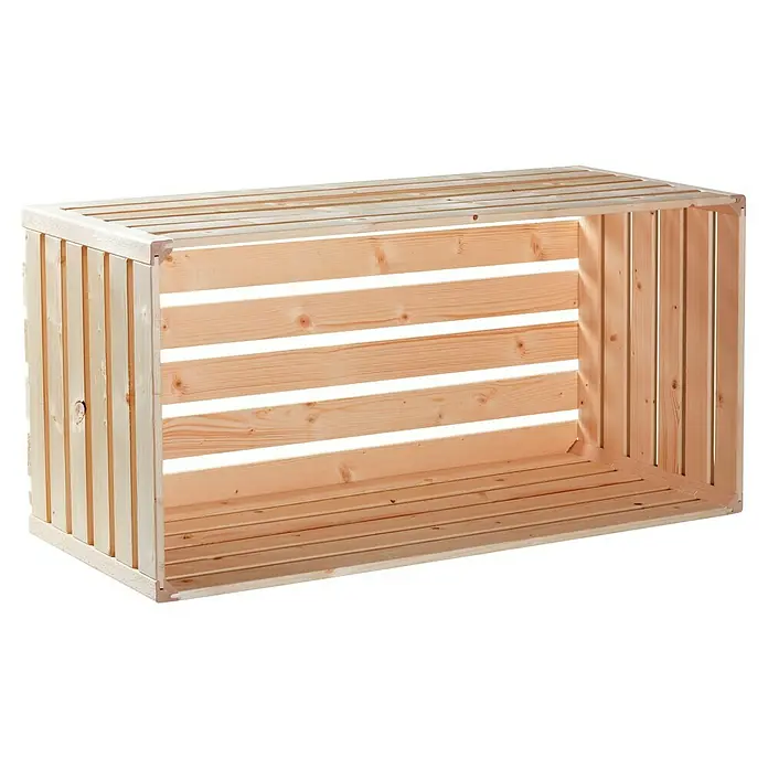 HolzZollhaus Holzkiste A 1/1 - 35 x 70 x 35 cm, Natur - Holzkiste aus unbehandeltem Holz, ideal zur Aufbewahrung von Brennholz oder Gartengeräten, mit Lattenstruktur für gute Belüftung.
