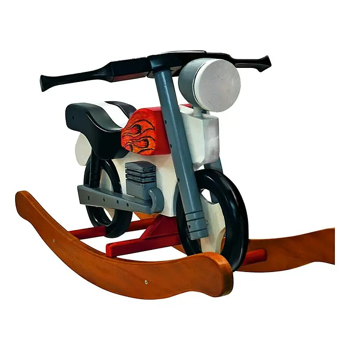 Clou Aqua Lacklasur Combi-Clou L17 - Mahagoni, 375 ml, Seidenmatt - Hölzernes Schaukelmotorrad mit Flammenmuster. Das handgefertigte Spielzeug ist ideal für Kinder und ein echter Hingucker im Kinderzimmer.