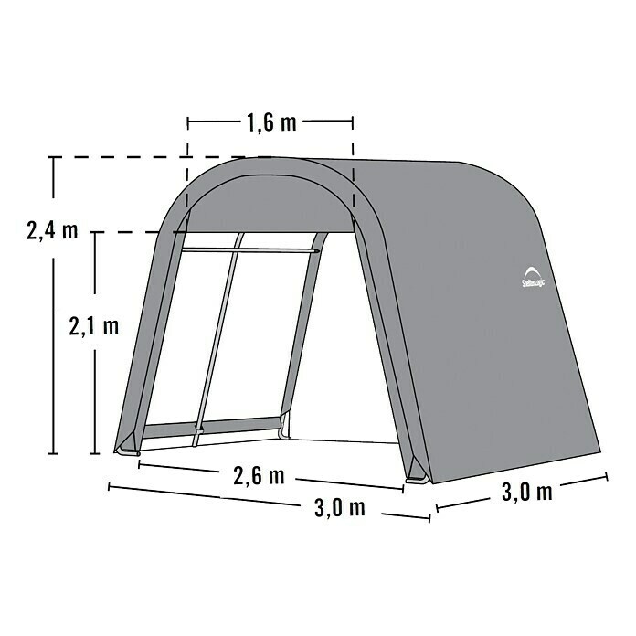 ShelterLogic GerätehausAußenbreite inkl. Dachüberstand: 300 cm, Außentiefe inkl. Dachüberstand: 300 cm, Stahl, Grau Unknown