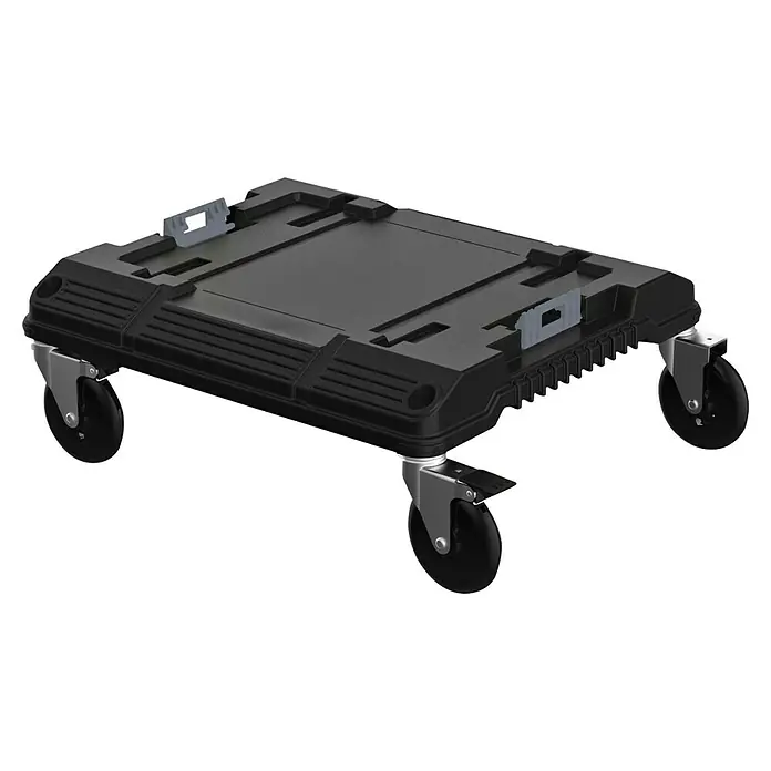 Stanley TSTAK Transportroller - 43,6 x 48,6 x 18,1 cm, Traglast: 100 kg - Schwarze Werkzeugkiste auf Rollen für einfachen Transport. Ideal für Baustellen und Werkstätten, um Werkzeuge geordnet und mobil zu halten.