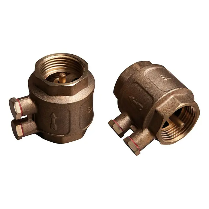 Zwischenventil mit Entlüftung - 1″ - Zwei Rückschlagventile aus Bronze, die für den Einsatz in Sanitär- und Heizungsanlagen geeignet sind.