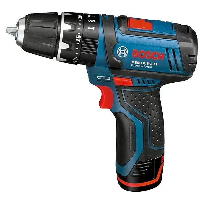 Bosch Professional Taladro atornillador percutor de batería GSB 12V-15 - 12 V, Sin batería, 30 Nm, Sin batería, en caja de cartón. - Taladro percutor Bosch GSB 10,8-2-LI Professional azul y negro, con portabrocas Auto-Lock, ajuste de par e indicador de batería.