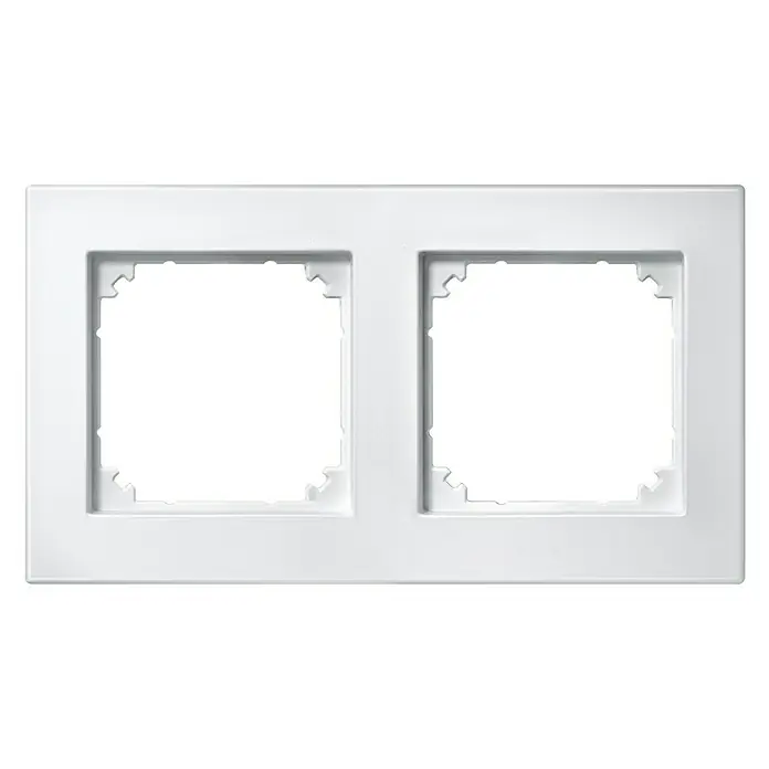Merten M-Plan Abdeckrahmen 515219 - Polarweiß glänzend, 2-fach, Kunststoff - Weißer Doppelrahmen für Lichtschalter und Steckdosen, ideal für eine moderne Wandgestaltung.