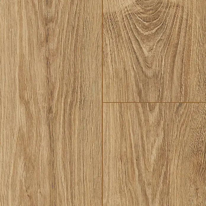 Krono Original Laminat Super Natural - Armoury Oak, Landhausdiele, 1.288 x 195 x 8 mm - Nahaufnahme eines Laminatbodens mit Holzstruktur in warmen Brauntönen, der eine gemütliche und einladende Atmosphäre vermittelt.