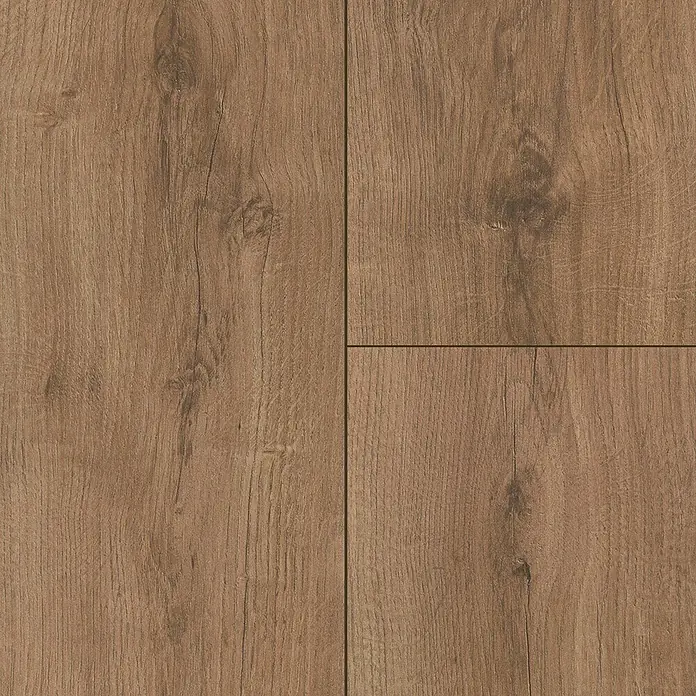 Krono Original Laminat Super Natural - Gondola Oak, Landhausdiele, 1.288 x 195 x 8 mm - Detailaufnahme von Laminatboden in warmem Braunton, der eine natürliche Holzoptik mit feinen Maserungen und realistischer Textur bietet.