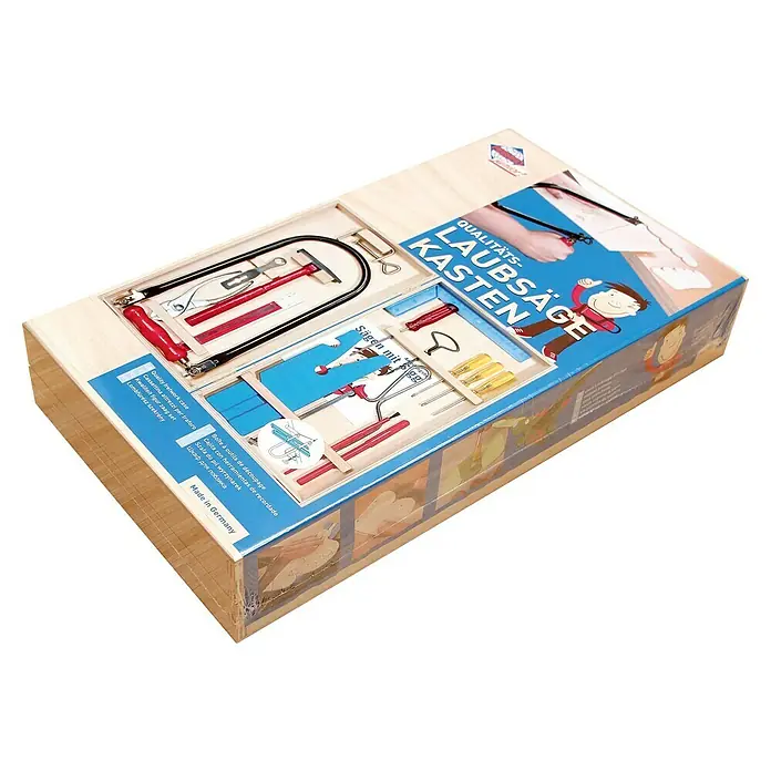 Laubsäge-Set - 18 -tlg. - Ein hochwertiger Laubsäge-Kasten mit Werkzeugen für präzises Sägen, ideal für Hobbybastler und kreative Projekte.