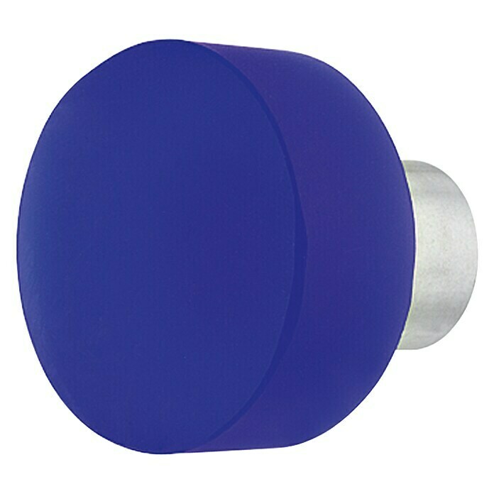 Pomo para muebles (Ø x Al: 25 x 22 mm, Vidrio, Azul)