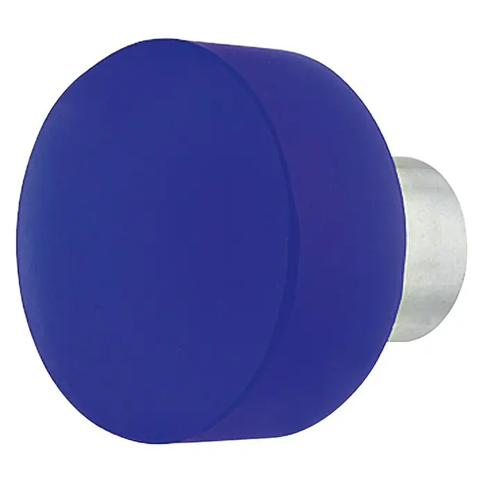 Möbelknopf - Typ Möbelgriff: Knopf, Ø x H: 25 x 22 mm, Glas, Blau - Blaue Möbelknopf mit silberner Basis. Perfekt, um Schubladen, Schränke oder Kommoden zu verschönern und eine moderne Note zu verleihen.