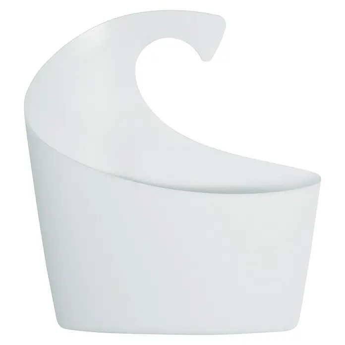 Spirella Sydney Duschkorb - L x B x H: 7,2 x 21,8 x 24,8 cm, Kunststoff, Weiß - Der weiße Übertopf hat ein außergewöhnliches Design mit einem geschwungenen Henkel, der ihm eine einzigartige Note verleiht. Perfekt für moderne Wohnräume.