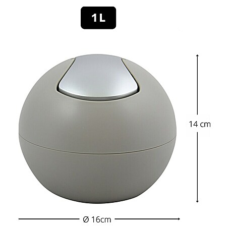 Spirella Abfalleimer Bowl (1 l, Taupe, Kunststoff)