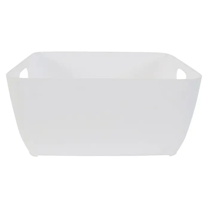 Spirella Allzweck-Korb Store - Weiß, Kunststoff, L x B x H: 19,8 x 15 x 9 cm - Ein weißer, rechteckiger Aufbewahrungskorb mit Griffen an den Seiten, ideal für die Organisation im ganzen Haus.